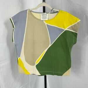 NWT Sample SKFK Eider GOTS T-Shirt "Patches" pattern Size 6 Organic Cotton